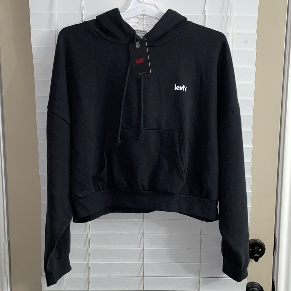 Levi’s black crop top hoodie size XXL NWT!